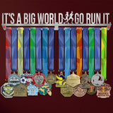 It's A Big World. Go Run It Medal Hanger Display-Medal Display-Victory Hangers®