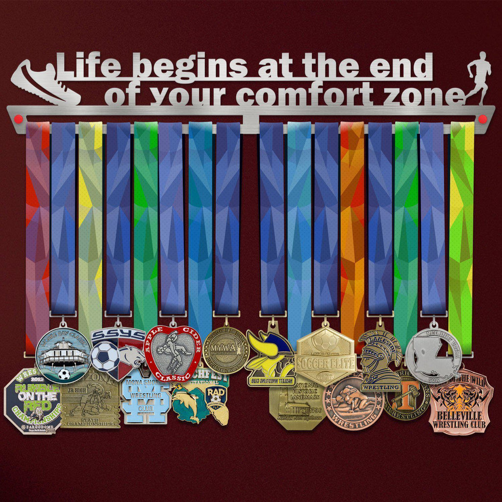 Life Begins At The End Of Your Comfort Zone Medal Hanger Display-Medal Display-Victory Hangers®