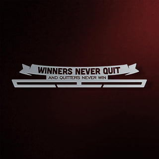 Gancho exhibidor de medallas Winners Never Quit and Quitters Never Win