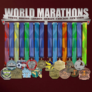 World Marathons Majors Medal Hanger Display Rack V2-Medal Display-Victory Hangers®